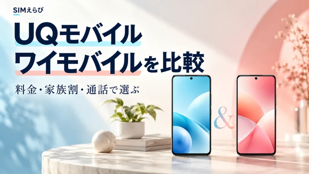UQモバイルとワイモバイルを料金、家族割、通話の条件で比較。