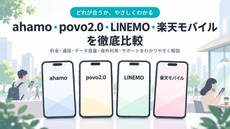 ahamo・povo・LINEMO・楽天モバイルの4社比較