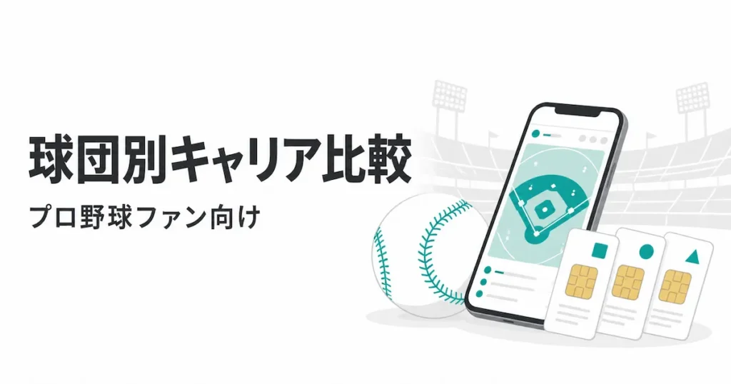 球団別に通信キャリアを比較するプロ野球ファン向けアイキャッチ画像